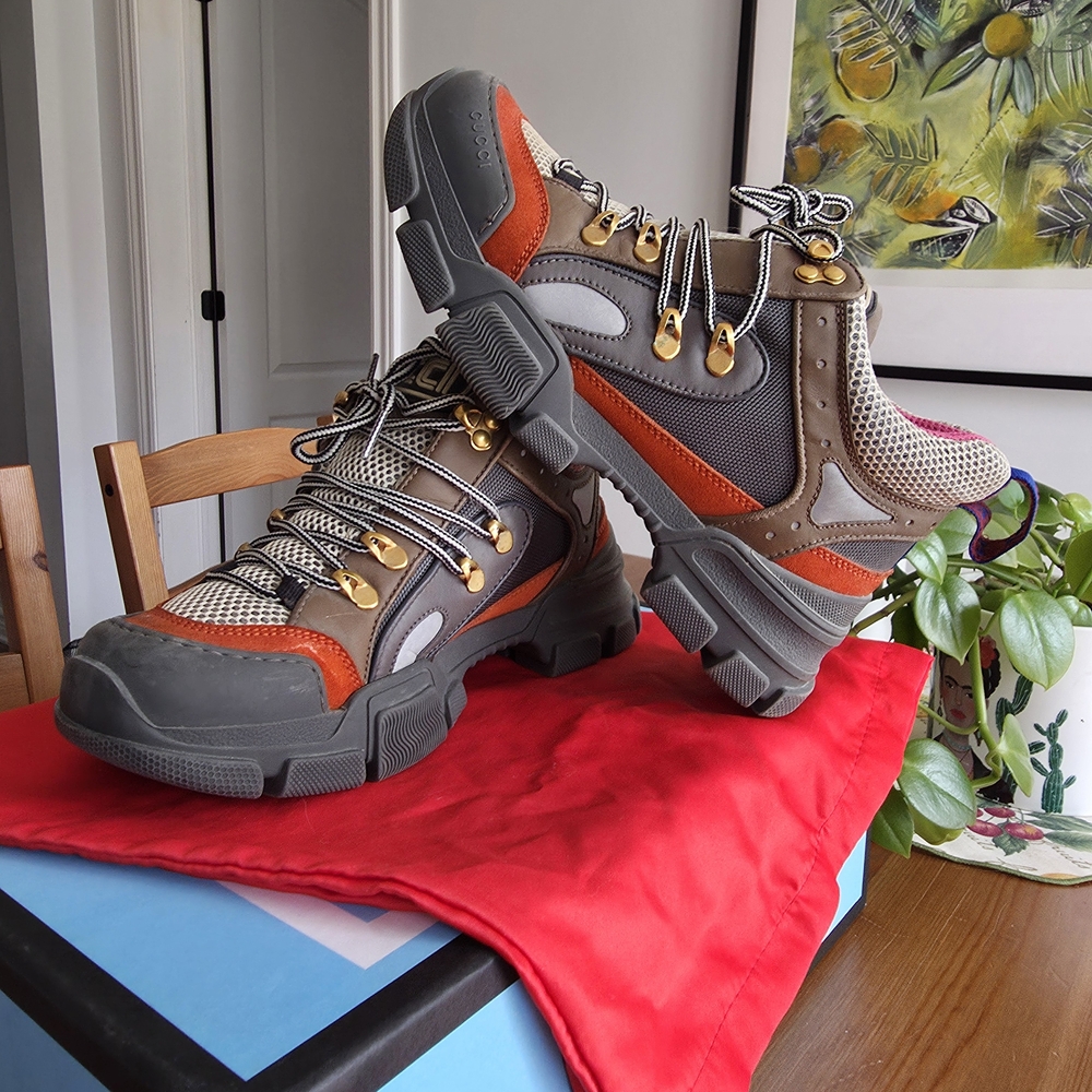 Gucci Gray and Orange Winter Boots